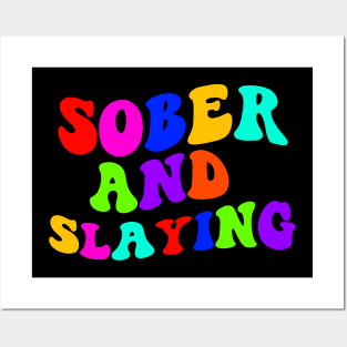 sober and slaying Funny Sarcastic Gift Idea colored Vintage Posters and Art